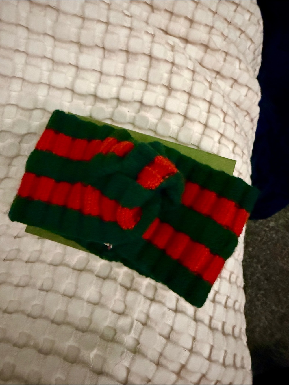 Gucci Green and Red Striped Knit Headband